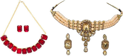 JMBW INTERNATIONAL Alloy Red, Gold Jewellery Set(Pack of 2)