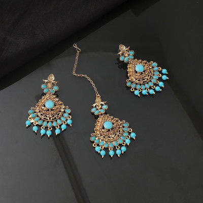 Anika's Creation Brass Gold-plated Blue Jewellery Set(Pack of 3)