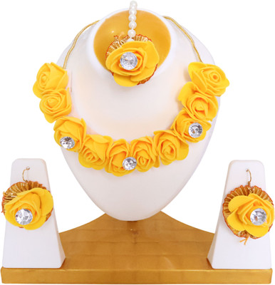 TheQueenVibes Fabric Yellow Jewellery Set(Pack of 1)