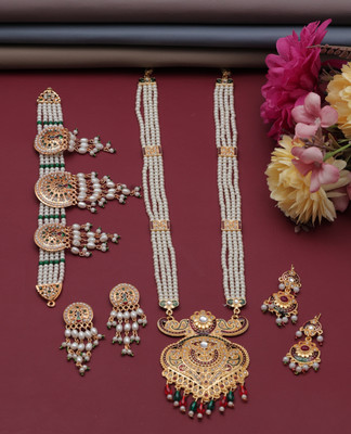 VISITART JEWELLERY Alloy Gold-plated White Jewellery Set(Pack of 6)