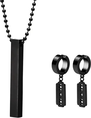 ZUKHRUF Stainless Steel Black Silver Black Jewellery Set(Pack of 1)