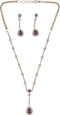GEMRON JEWEL Brass Rhodium Purple Jewellery Set(Pack of 1)