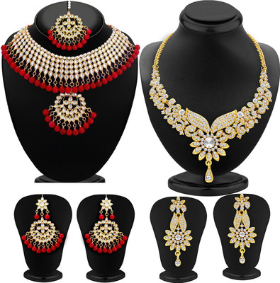 Sukkhi Alloy Gold-plated Multicolor Jewellery Set(Pack of 7)