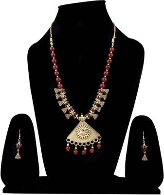 Gauri Fashions Alloy Gold-plated Red Jewellery Set(Pack of 1)