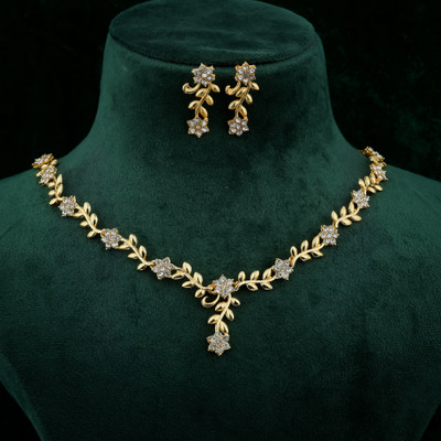 TINALIVA Brass Gold-plated Silver, Gold Jewellery Set(Pack of 1)