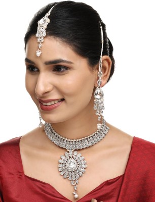 Bhana Jewells Brass Gold-plated White Jewellery Set(Pack of 4)