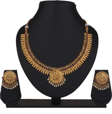 Padmavati Bangles Copper Gold-plated Ruby Red Jewellery Set(Pack of 1)