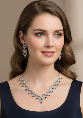 KD JEWELLERS Brass Blue Jewellery Set(Pack of 1)