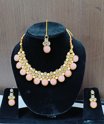 dev group collection Metal Pink Jewellery Set(Pack of 1)