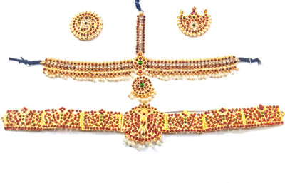 Elite trade Brass Gold, Red Jewellery Set(Pack of 1)