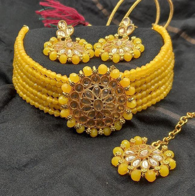 ashlyn creations Crystal Yellow Jewellery Set(Pack of 1)
