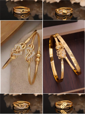ANOUK Brass Diamond Gold-plated Bangle Set(Pack of 6)