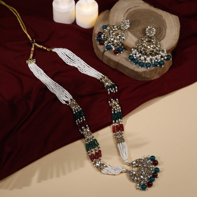 Zarmar fashion Stone Gold-plated Maroon, Green, Gold Jewellery Set(Pack of 1)