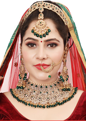 KK IMMITATION Alloy Gold-plated Green Jewellery Set(Pack of 1)