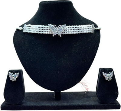 RNJewels Alloy White, Silver Jewellery Set(Pack of 1)