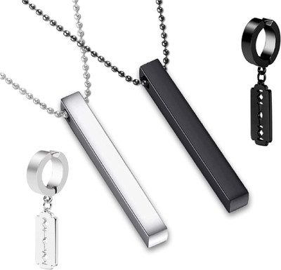 ZUKHRUF Stainless Steel Silver, Black Silver Black, Silver Jewellery Set(Pack of 1)