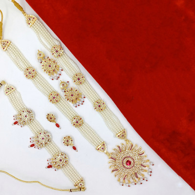 Enterprise SB Alloy Gold-plated Maroon Jewellery Set(Pack of 1)