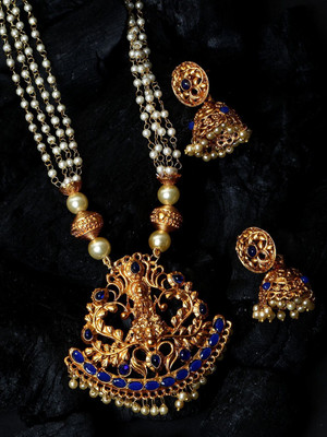 BHANA STYLE Alloy Gold-plated Blue Jewellery Set(Pack of 1)