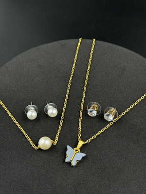 BOGHRA SALES Copper, Alloy Gold-plated, Silver Grey, Gold, White Jewellery Set(Pack of 1)