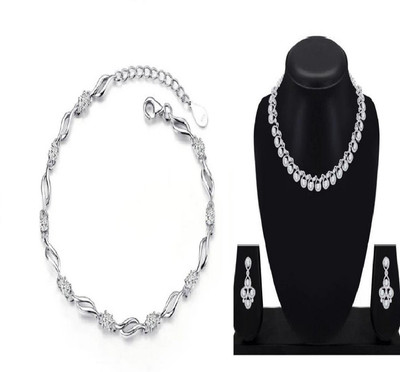 Faizam Collection Alloy White Jewellery Set(Pack of 2)