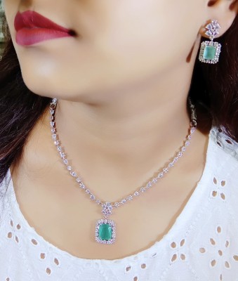 Joyfullkollection Alloy Silver White, Green Jewellery Set(Pack of 1)