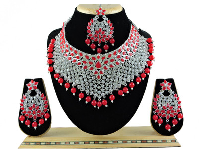 VATSALYA creation Alloy Gold-plated Red Jewellery Set(Pack of 1)