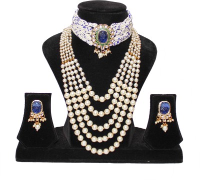 Nifty Mother of Pearl Gold-plated Blue Jewellery Set(Pack of 4)