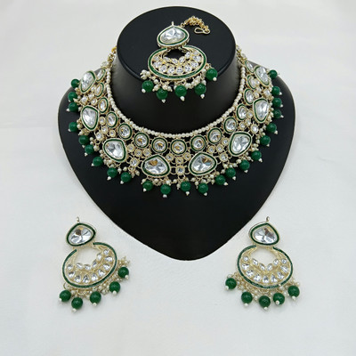 padmawati Alloy Gold-plated Green, Gold Jewellery Set(Pack of 4)