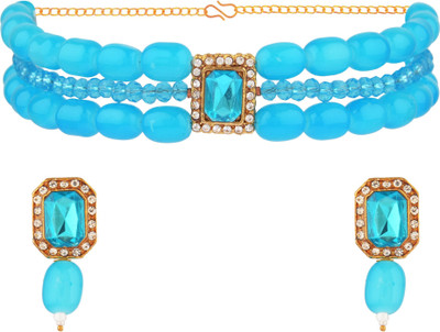 Nivaan Alloy Gold-plated Blue Jewellery Set(Pack of 1)