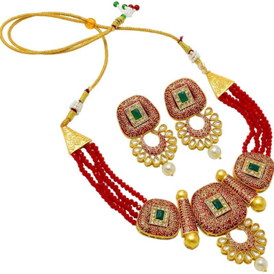 SHYAM Alloy Gold-plated Red Jewellery Set(Pack of 1)