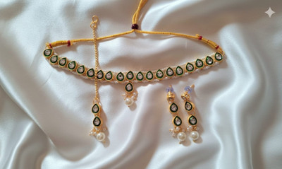 jevoura Brass, Dori Gold, White, Green Jewellery Set(Pack of 1)