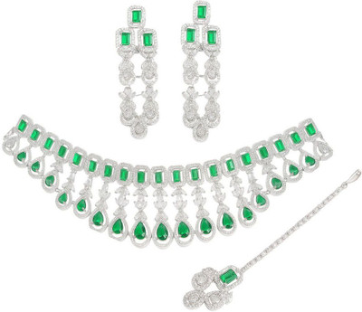 DENICRAAS Alloy Silver, Green Jewellery Set(Pack of 1)