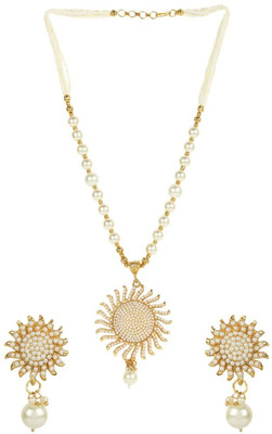 SRK Fashions Alloy Gold-plated White, Gold Jewellery Set(Pack of 1)