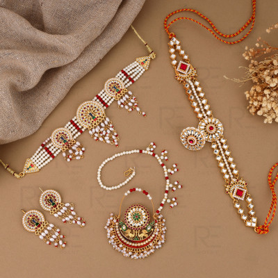 ROENT Alloy Gold-plated Red Jewellery Set(Pack of 5)