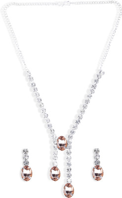 Velvet Jewelz Alloy Silver Red Jewellery Set(Pack of 1)