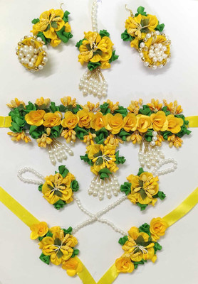 Life Style Collections Fabric Green, Yellow Jewellery Set(Pack of 8)