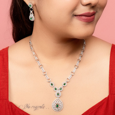 KD JEWELLERS Brass Green Jewellery Set(Pack of 1)