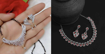 P R Production Oxidised Silver Multicolor Jewellery Set(Pack of 2)