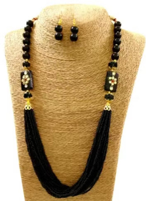 SatnamCreation Alloy Gold-plated Black Jewellery Set(Pack of 1)