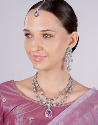 VATSALYA creation Alloy Gold-plated Purple Jewellery Set(Pack of 1)