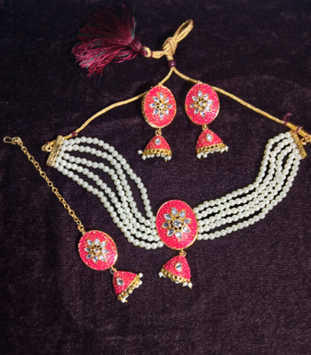 MAAIMPEX Alloy Gold-plated Pink Jewellery Set(Pack of 1)