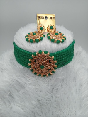 MAYRA TRADING Alloy Gold-plated Green Jewellery Set(Pack of 2)