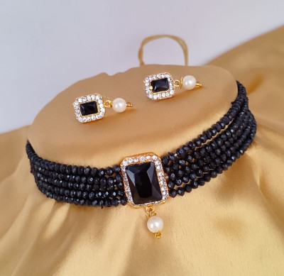 house of common Alloy Gold-plated Black Jewellery Set(Pack of 2)