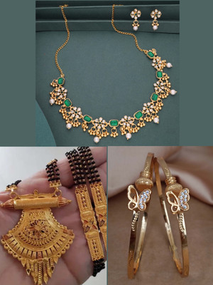 VEDDAA Brass Gold-plated Silver Jewellery Set(Pack of 3)