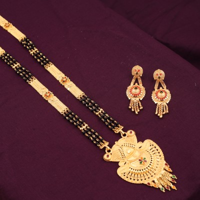 kavya jewels Brass Gold-plated Gold Jewellery Set(Pack of 2)