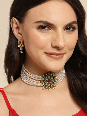 ANOUK Brass Gold-plated Green, White Jewellery Set(Pack of 1)