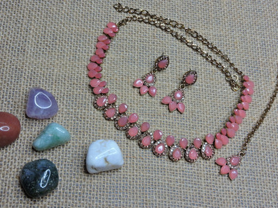 VATSALYA creation Alloy Gold-plated Pink Jewellery Set(Pack of 1)