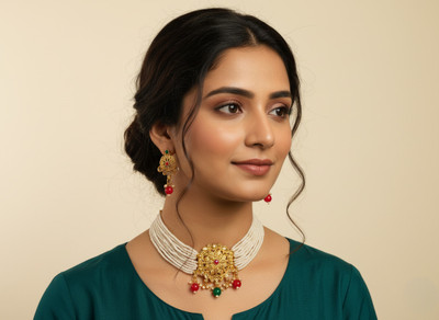 Vivity Alloy Gold-plated, Enamel Gold, Pink Jewellery Set(Pack of 2)