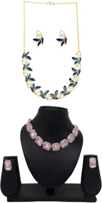 LJ CREATION Alloy Black, Gold, Purple Jewellery Set(Pack of 2)