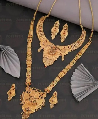 DIKAYORA ENTERPRISE Brass, Copper, Alloy Gold-plated Gold Jewellery Set(Pack of 2)